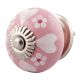 Pink Heart And Tiny Flower Ceramic Knobs